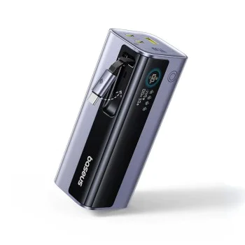 Външна батерия EnerGeek GR11 (E0027B01) - Baseus - с прибиращ се USB-C кабел, 20000mAh, 145W - Сиво
