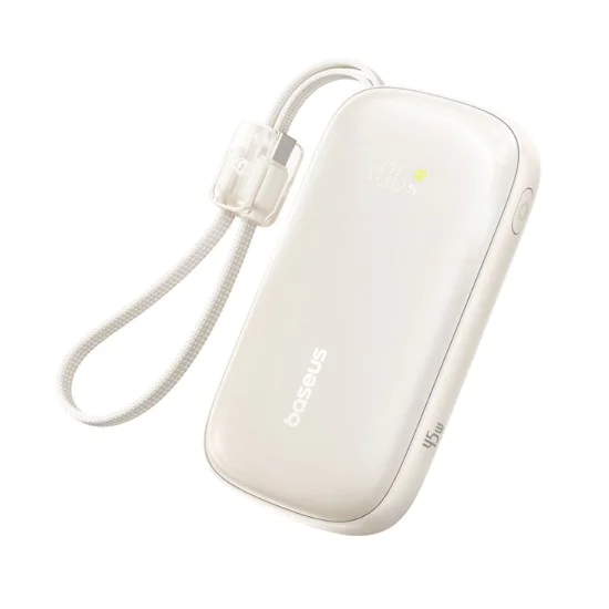 Външна батерия EnerFill FC21 Qpow 3 Ultra (E0027Q01) - Baseus - с отделящ се кабел, 10000mAh, 45W - Естествен титан