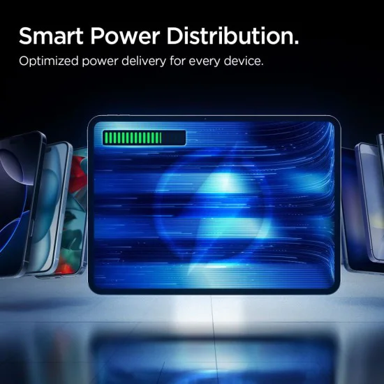 Spigen - Power Bank Essential (EA2210) - Бързо зареждане, USB, 2x Type-C, Тънък дизайн, Quantum Boost, 10000mAh, 22.5W - Черен