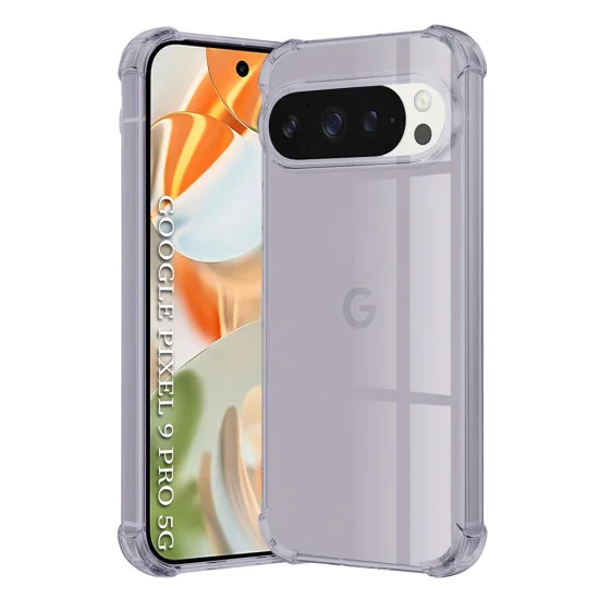 Калъф за Google Pixel 9 Pro - Techsuit - Удароустойчив Clear Silicone - Опушено Черен