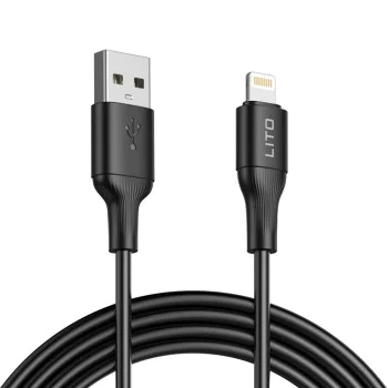 Кабел за данни с USB конектори, Lightning, 1 m - Lito (LD06L) - черен