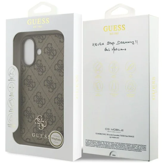 Калъф за iPhone 17 – с MagSafe – Guess (GUHMP17SP4SM4MW) 4G Small and Classic Logo – Кафяв