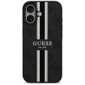 Калъф за iPhone 17 – с MagSafe – Guess (GUHMP17SP4RPSK) Hardcase 4G Printed Stripes – Черен