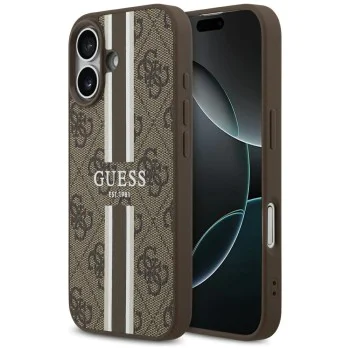 Калъф за iPhone 17 - Guess - Hardcase 4G Printed Stripes MagSafe (GUHMP17SP4RPSW) - Кафяв