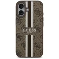 Калъф за iPhone 17 - Guess - Hardcase 4G Printed Stripes MagSafe (GUHMP17SP4RPSW) - Кафяв
