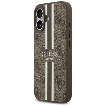 Калъф за iPhone 17 - Guess - Hardcase 4G Printed Stripes MagSafe (GUHMP17SP4RPSW) - Кафяв