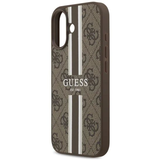 Калъф за iPhone 17 - Guess - Hardcase 4G Printed Stripes MagSafe (GUHMP17SP4RPSW) - Кафяв