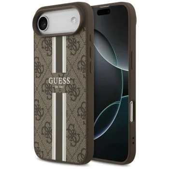Калъф за iPhone 17 Air - Guess - Hardcase 4G Printed Stripes MagSafe (GUHMP17MP4RPSW) - Кафяв