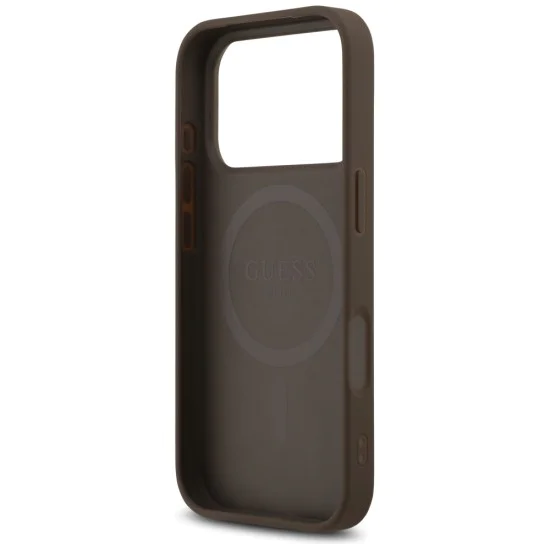 Калъф за iPhone 17 Pro - Guess - Hardcase 4G Printed Stripes MagSafe (GUHMP17LP4RPSW) - Кафяв