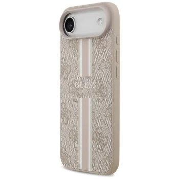 Калъф за iPhone 17 Air - Guess - Hardcase 4G Printed Stripes MagSafe (GUHMP17MP4RPSP) - Розов