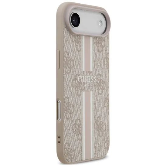 Калъф за iPhone 17 Air - Guess - Hardcase 4G Printed Stripes MagSafe (GUHMP17MP4RPSP) - Розов