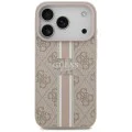 Калъф за iPhone 17 Pro – с MagSafe – Guess (GUHMP17LP4RPSP) Hardcase 4G Printed Stripes – Розов