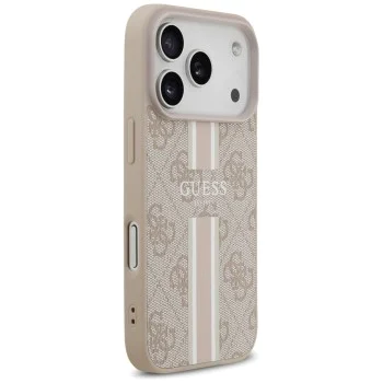 Калъф за iPhone 17 Pro – с MagSafe – Guess (GUHMP17LP4RPSP) Hardcase 4G Printed Stripes – Розов