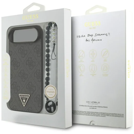 Калъф за iPhone 17 Air – с MagSafe – Guess (GUHMP17MP4TSDPPSK) Hardcase 4G Triangle Logo с връзка – Черен