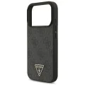 Калъф за iPhone 17 Pro - Guess - Hardcase 4G Triangle Logo MagSafe with Cord Strap (GUHMP17LP4TSDPPSK) - Черен