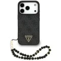 Калъф за iPhone 17 Pro Max - Guess - Hardcase 4G Triangle Logo MagSafe with Cord Strap (GUHMP17XP4TSDPPSK) - Черен
