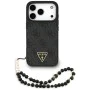 Калъф за iPhone 17 Pro Max - Guess - Hardcase 4G Triangle Logo MagSafe with Cord Strap (GUHMP17XP4TSDPPSK) - Черен