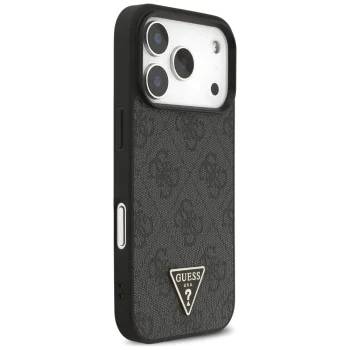 Калъф за iPhone 17 Pro Max - Guess - Hardcase 4G Triangle Logo MagSafe with Cord Strap (GUHMP17XP4TSDPPSK) - Черен