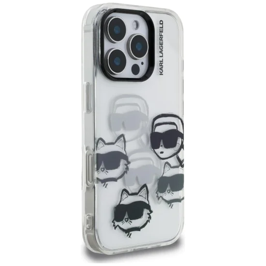 Калъф за iPhone 16 Pro Max - Karl Lagerfeld - IML Luxury Multi Head Pattern (KLHCP16XHMCHKCT) - Прозрачен