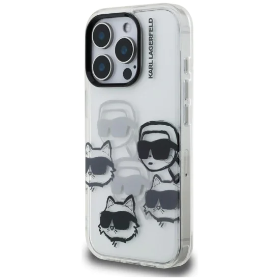 Калъф за iPhone 16 Pro Max - Karl Lagerfeld - IML Luxury Multi Head Pattern (KLHCP16XHMCHKCT) - Прозрачен