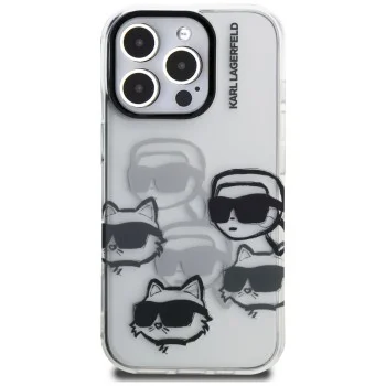 Калъф за iPhone 16 Pro Max - Karl Lagerfeld - IML Luxury Multi Head Pattern (KLHCP16XHMCHKCT) - Прозрачен