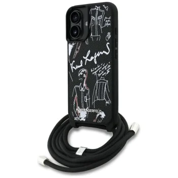 Калъф за iPhone 16 - Karl Lagerfeld - Saffiano MagSafe Crossbody (KLHCP16SPGGRMPCK) - Черен