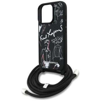 Калъф за iPhone 16 Pro - Karl Lagerfeld - Saffiano MagSafe Crossbody (KLHCP16LPGGRMPCK) - Черен
