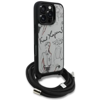 Калъф за iPhone 16 Pro - Karl Lagerfeld - Saffiano MagSafe Crossbody (KLHCP16LPGGRMPCG) - Сив