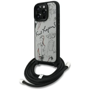 Калъф за iPhone 16 Pro - Karl Lagerfeld - Saffiano MagSafe Crossbody (KLHCP16LPGGRMPCG) - Сив