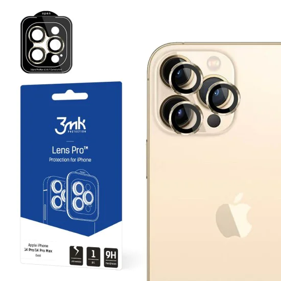 Протектор - Камера за iPhone 14 Pro / iPhone 14 Pro Max - 3mk - Защита на лещите Pro - Златист