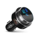 FM трансмитер за кола 3mk Hyper - с функция за зареждане, MP3 Player, LED, 2x USB, Card Slot, 30W, QC, 2A - Черен/Сребрист