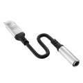 3mk - Адаптер за аудио кабел - USB-C към 3.5 мм жак, DAC чип, алуминий - сив