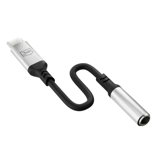 3mk - Адаптер за аудио кабел - USB-C към 3.5 мм жак, DAC чип, алуминий - сив