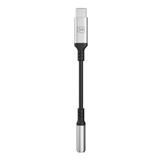 3mk - Адаптер за аудио кабел - USB-C към 3.5 мм жак, DAC чип, алуминий - сив