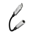 3mk - Адаптер за аудио кабел - USB-C към 3.5 мм жак, DAC чип, алуминий - сив