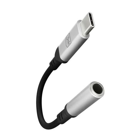 3mk - Адаптер за аудио кабел - USB-C към 3.5 мм жак, DAC чип, алуминий - сив