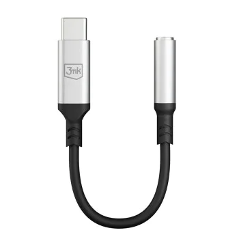 3mk - Адаптер за аудио кабел - USB-C към 3.5 мм жак, DAC чип, алуминий - сив