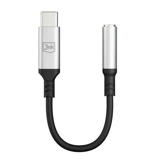 3mk - Адаптер за аудио кабел - USB-C към 3.5 мм жак, DAC чип, алуминий - сив