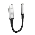 3mk - Адаптер за аудио кабел - USB-C към 3.5 мм жак, DAC чип, алуминий - сив