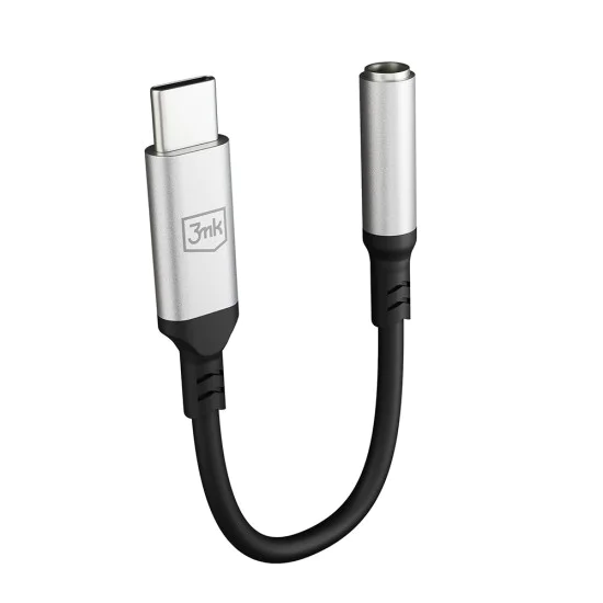3mk - Адаптер за аудио кабел - USB-C към 3.5 мм жак, DAC чип, алуминий - сив