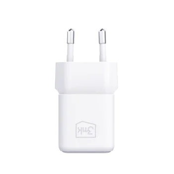 3mk - Зарядно за стена Hyper - Включен USB-C кабел, Type-C порт, PD25W, GaN технология - Бяло
