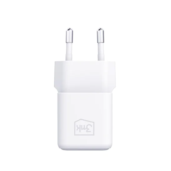 3mk - Зарядно за стена Hyper - Включен USB-C кабел, Type-C порт, PD25W, GaN технология - Бяло