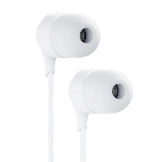 3mk - Кабелни слушалки - USB-C, дизайн за уши, вграден микрофон, дистанционно управление, висококачествен звук, 1.2 м - бели