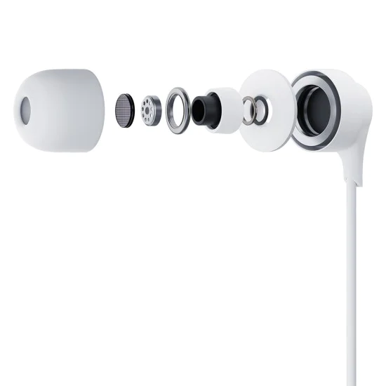 3mk - Кабелни слушалки - USB-C, дизайн за уши, вграден микрофон, дистанционно управление, висококачествен звук, 1.2 м - бели