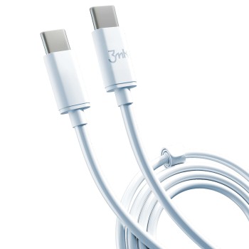 3mk - Кабел за данни Hyper - USB-C към USB-C, 100W, 5A, 2m - Бял