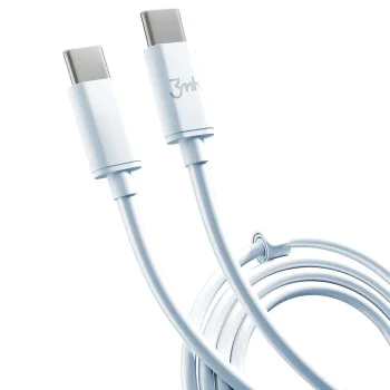 3mk - Кабел за данни Hyper - USB-C към USB-C, 100W, 5A, 2m - Бял