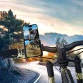 3mk - Стоманена стойка за велосипед - Алуминий, Неръждаема стомана, Пълна безопасност при закрепване на телефон, 60-90 мм - Черна