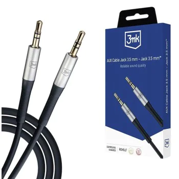3mk - Аудио кабел - 2x mini Jack 3.5 мм, алуминий + силикон, 1 м - черен