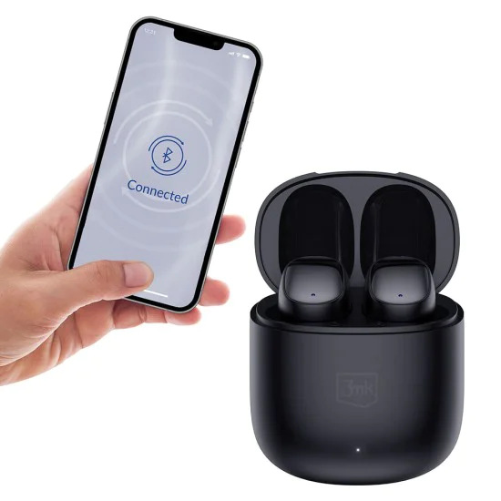 3mk - Безжични слушалки FlowBuds - Bluetooth V5.3, Hi-Fi качество на звука, пасивно шумопотискане, сензорно управление - Черни