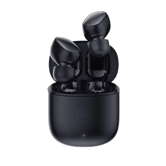 3mk - Безжични слушалки FlowBuds - Bluetooth V5.3, Hi-Fi качество на звука, пасивно шумопотискане, сензорно управление - Черни